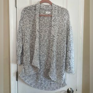 Loft Lounge sweater, size Large, gray and white knit